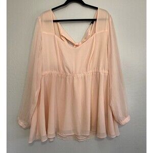 Torrid Womans Babydoll Top Size 2X Flowy Sheer Whimsicle Angelcore Fairy